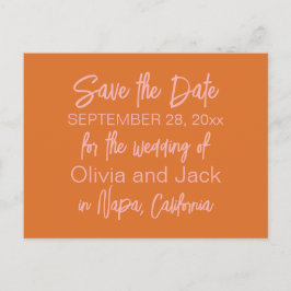 Retro Modern Minimalistisch Save the Date rosa Ora Postkarte