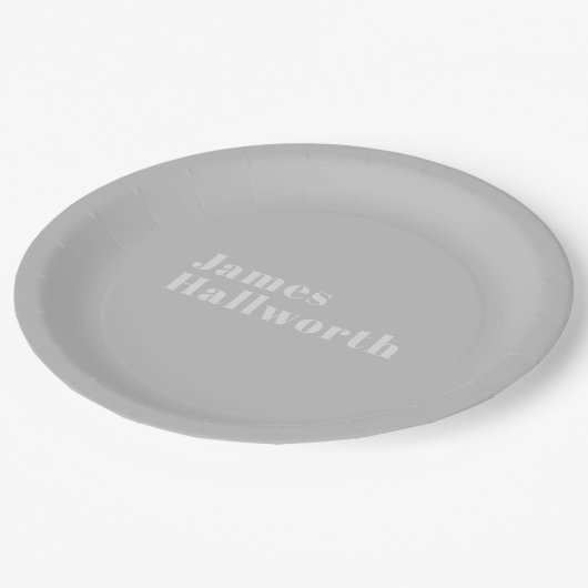 Retro Modern Minimalistischer Name (oder anderer T Pappteller (Schrägansicht)