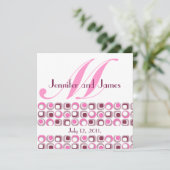 Retro Modern Monogram Wedding Pink Einladung (Stehend Vorderseite)