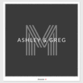 Retro Modern Name/s Editable Monogramm Schwarz & G Aufkleber (Blatt)