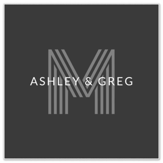 Retro Modern Name/s Editable Monogramm Schwarz & G Aufkleber (Vorderseite)