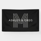 Retro Modern Name/s Editable Monogramm Schwarz & G Banner (Horizontal)