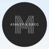 Retro Modern Name/s Editable Monogramm Schwarz & G Etiketten