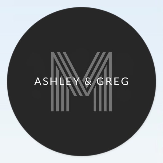 Retro Modern Name/s Editable Monogramm Schwarz & G Etiketten