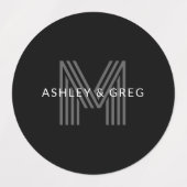 Retro Modern Name/s Editable Monogramm Schwarz & G Etiketten (Design 2)