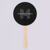 Retro Modern Name/s Editable Monogramm Schwarz & G Fächer