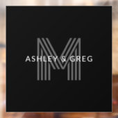 Retro Modern Name/s Editable Monogramm Schwarz & G Fensteraufkleber (Blatt 2)