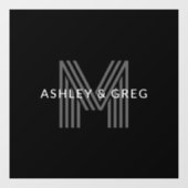 Retro Modern Name/s Editable Monogramm Schwarz & G Fensteraufkleber (Blatt)