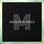 Retro Modern Name/s Editable Monogramm Schwarz & G Fensteraufkleber (Blatt 3)