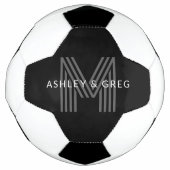 Retro Modern Name/s Editable Monogramm Schwarz & G Fußball (Vorderseite)