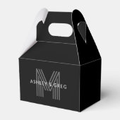 Retro Modern Name/s Editable Monogramm Schwarz & G Geschenkschachtel (Rückseite)