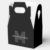 Retro Modern Name/s Editable Monogramm Schwarz & G Geschenkschachtel (Geöffnet)