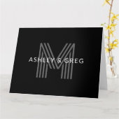 Retro Modern Name/s Editable Monogramm Schwarz & G Karte (Gelbe Blume)