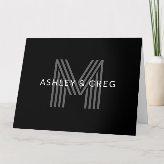 Retro Modern Name/s Editable Monogramm Schwarz & G Karte (Vorderseite)