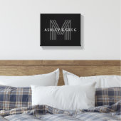 Retro Modern Name/s Editable Monogramm Schwarz & G Leinwanddruck (Insitu (Schlafzimmer))