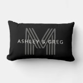 Retro Modern Name/s Editable Monogramm Schwarz & G Lendenkissen (Vorderseite)