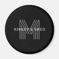 Retro Modern Name/s Editable Monogramm Schwarz & G