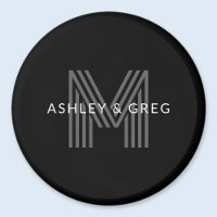 Retro Modern Name/s Editable Monogramm Schwarz & G