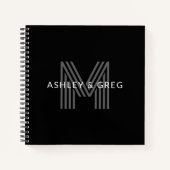 Retro Modern Name/s Editable Monogramm Schwarz & G Notizblock (Vorderseite)