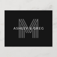 Retro Modern Name/s Editable Monogramm Schwarz & G