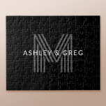 Retro Modern Name/s Editable Monogramm Schwarz & G Puzzle<br><div class="desc">Stilvoll anpassbares Retro-modernes Monogramm,  bearbeiten,  wie Sie wollen!</div>