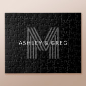 Retro Modern Name/s Editable Monogramm Schwarz & G Puzzle