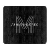 Retro Modern Name/s Editable Monogramm Schwarz & G Schneidebrett (Vorderseite)