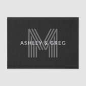 Retro Modern Name/s Editable Monogramm Schwarz & G Seidenpapier (Vorderseite)