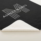 Retro Modern Name/s Editable Monogramm Schwarz & G Sherpadecke (3/4)