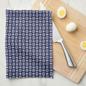 Retro Modern Navy Blue Ovals Geometrisches Muster Geschirrtuch (Viertel Falte)