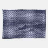 Retro Modern Navy Blue Ovals Geometrisches Muster Geschirrtuch (Horizontal)