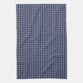 Retro Modern Navy Blue Ovals Geometrisches Muster Geschirrtuch (Vertikal)