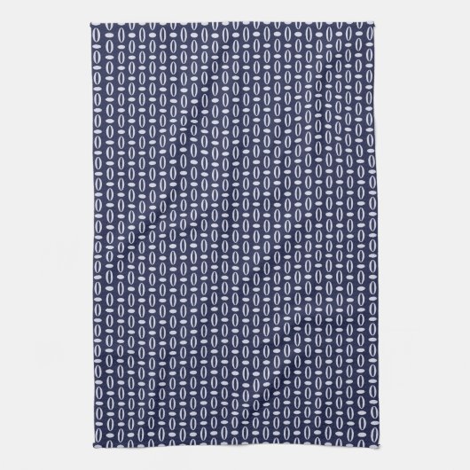 Retro Modern Navy Blue Ovals Geometrisches Muster Geschirrtuch (Vertikal)