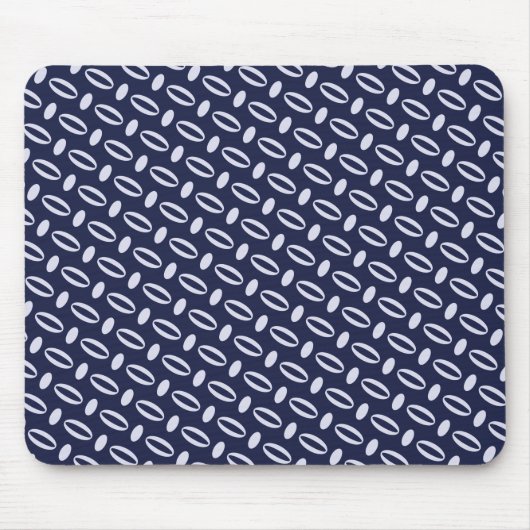 Retro Modern Navy Blue Ovals Geometrisches Muster Mousepad (Vorne)