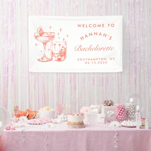 Retro Modern Orange Cocktail Bachelorette Banner (Party)
