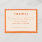 Retro Modern Orange Geometric Wedding RSVP QR Code Begleitkarte (Vorderseite)