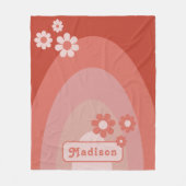 Retro Modern Orange Rainbow Daisy Name Fleecedecke (Vorderseite)