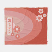Retro Modern Orange Rainbow Daisy Name Fleecedecke (Vorderseite (Horizontal))