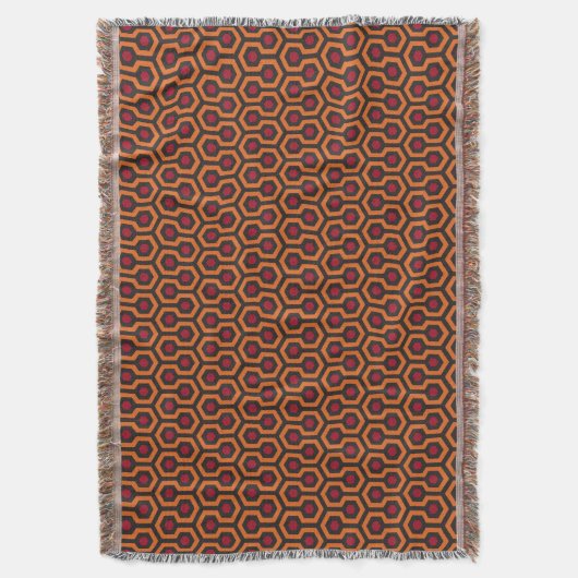 Retro Modern Orange Red Brown Hexagon Muster Decke (Vorderseite Vertikal)