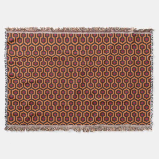 Retro Modern Orange Red Brown Hexagon Muster Decke (Vorderseite)