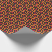 Retro Modern Orange Red Brown Hexagon Muster Geschenkpapier (Ecke)