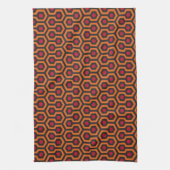 Retro Modern Orange Red Brown Hexagon Muster Geschirrtuch (Vertikal)