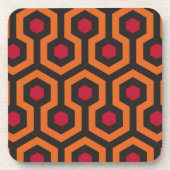 Retro Modern Orange Red Brown Hexagon Muster Getränkeuntersetzer (Vorderseite)