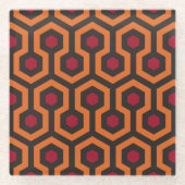 Retro Modern Orange Red Brown Hexagon Muster Glasuntersetzer (Vorderseite)