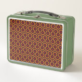 Retro Modern Orange Red Brown Hexagon Muster Metall Brotdose (Vorderseite)