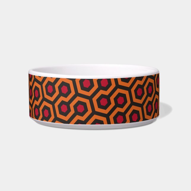 Retro Modern Orange Red Brown Hexagon Muster Napf (Links)