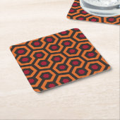 Retro Modern Orange Red Brown Hexagon Muster Rechteckiger Pappuntersetzer (angewinkelt)