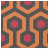Retro Modern Orange Red Brown Hexagon Muster Stoff (Nahaufnahme)