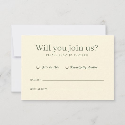 Retro Modern Pastel Ivory Funky Wedding RSVP (Vorderseite)