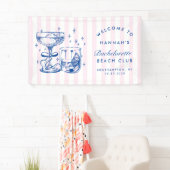 Retro-Modern Pink & Blau Junggesellinnen-Wochenend Banner (Insitu)
